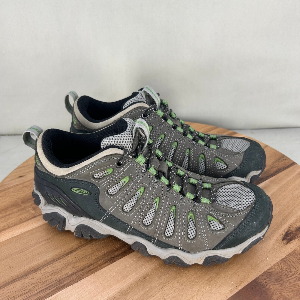 Oboz Sawtooth Low Hiking Shoes Womens 8.5 Gray Green Trail Walking Sneakers